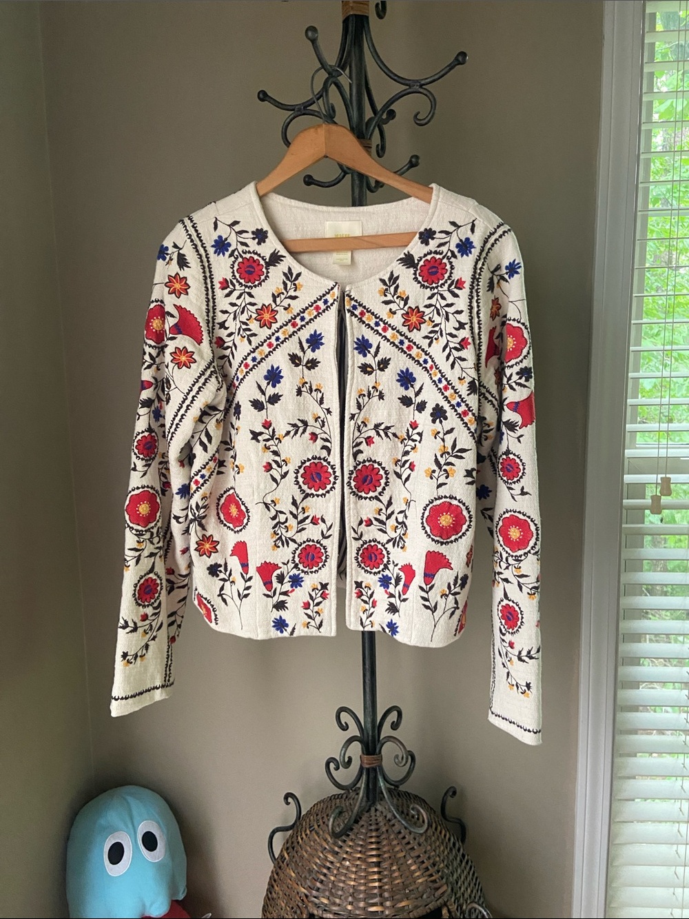 Anthropologie Maeve Kirian Embroidered Crop Jacket Size M